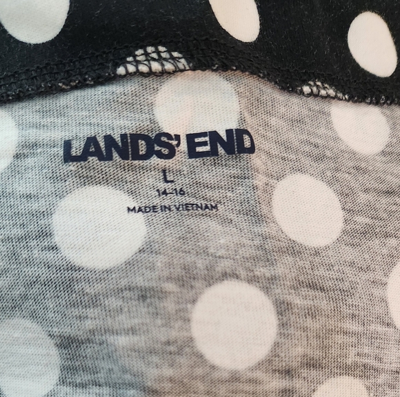 Women's Lands' End Black With White Polka-Dots Cover Up, Size L - Picture 2 of 11